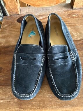 Women’s Blue Suede Penny Loafers - Comfortable Everyday Flats